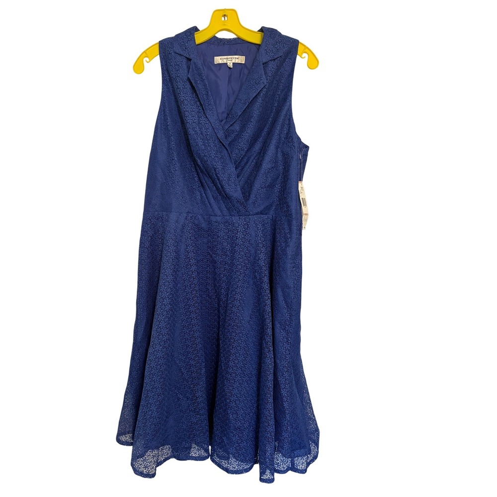 Evan Picone Blue Sleeveless Cocktail Midi Dress Size 12 NWT Formal Workwear